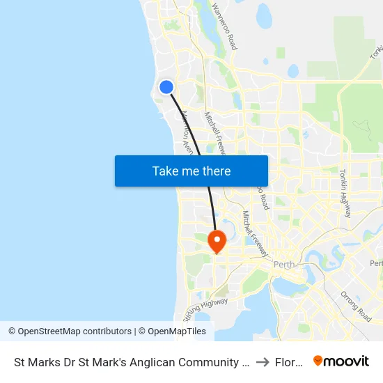 St Marks Dr St Mark's Anglican Community School to Floreat map