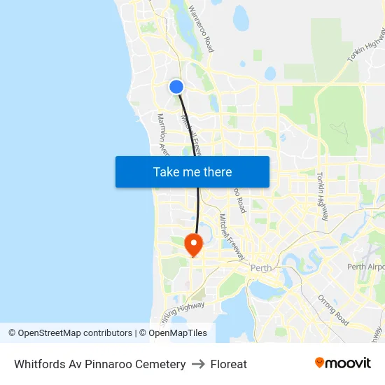Whitfords Av Pinnaroo Cemetery to Floreat map