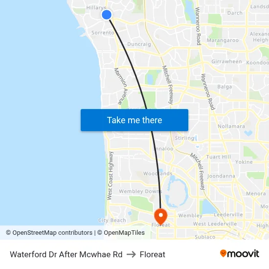 Waterford Dr After Mcwhae Rd to Floreat map