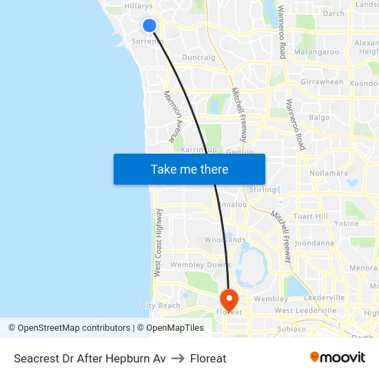 Seacrest Dr After Hepburn Av to Floreat map