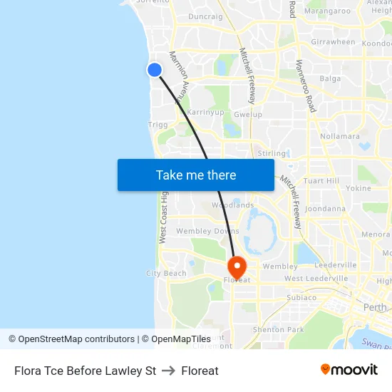 Flora Tce Before Lawley St to Floreat map