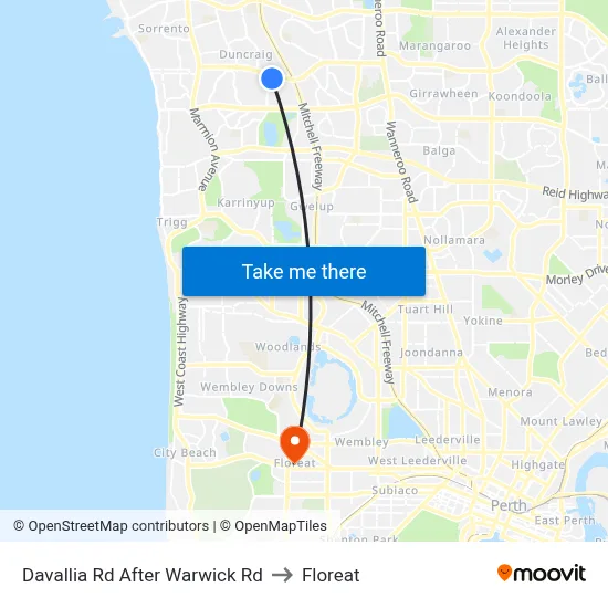 Davallia Rd After Warwick Rd to Floreat map