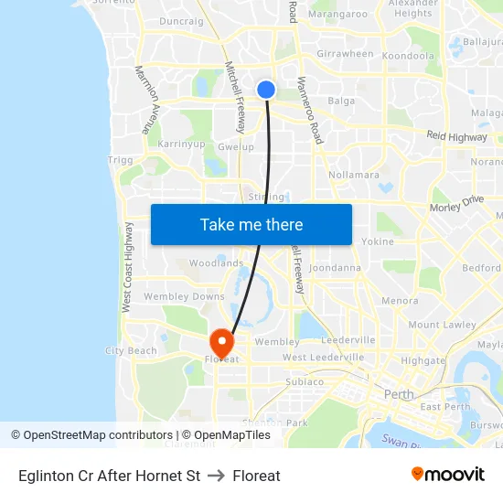 Eglinton Cr After Hornet St to Floreat map
