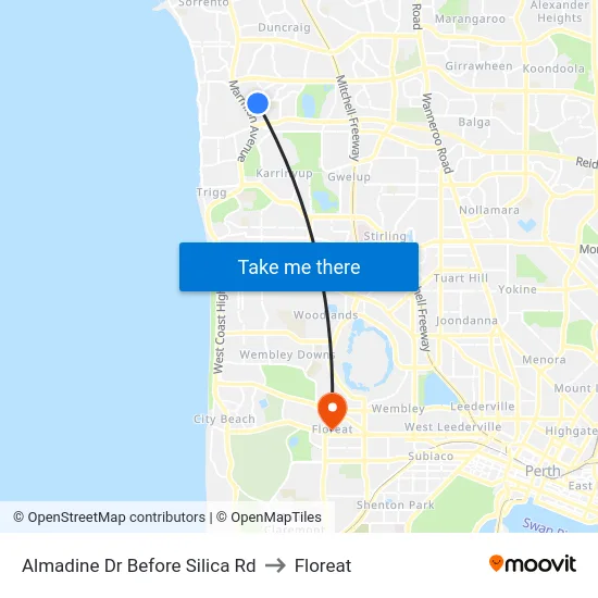 Almadine Dr Before Silica Rd to Floreat map