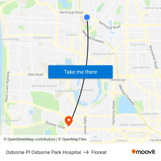 Osborne Pl Osborne Park Hospital to Floreat map