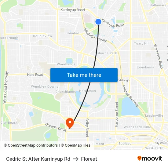 Cedric St After Karrinyup Rd to Floreat map