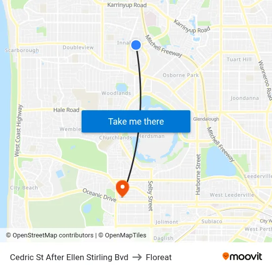 Cedric St After Ellen Stirling Bvd to Floreat map