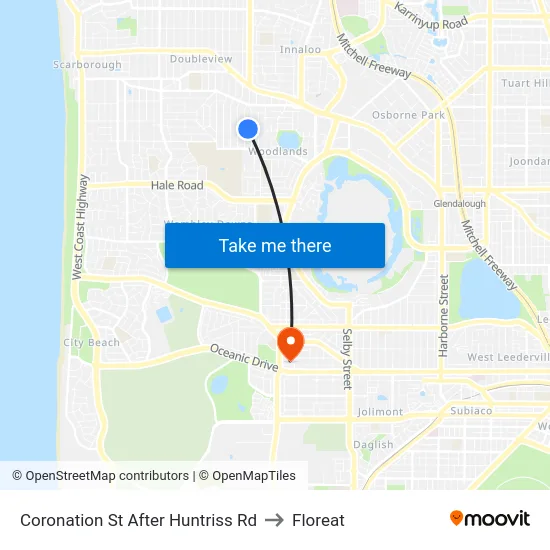 Coronation St After Huntriss Rd to Floreat map