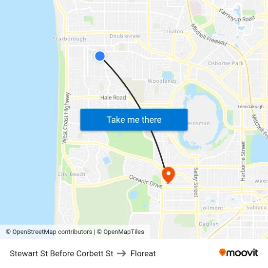 Stewart St Before Corbett St to Floreat map