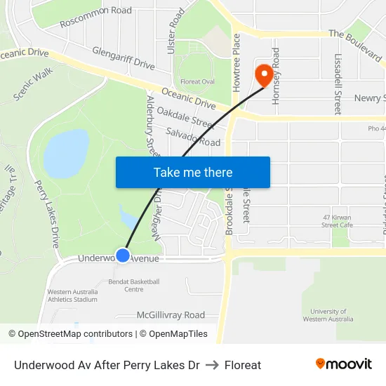 Underwood Av After Perry Lakes Dr to Floreat map