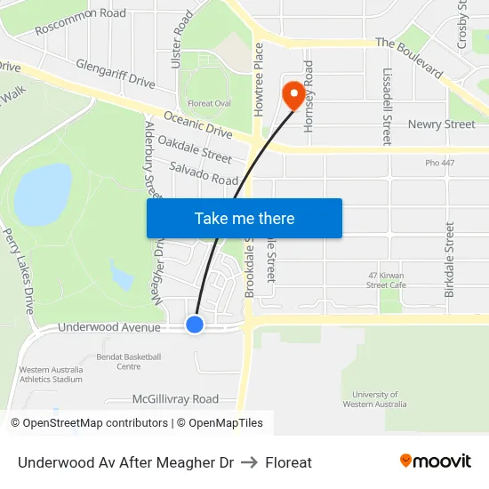 Underwood Av After Meagher Dr to Floreat map