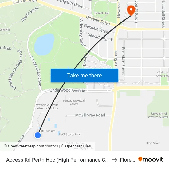 Access Rd Perth Hpc (High Performance Ctr) to Floreat map