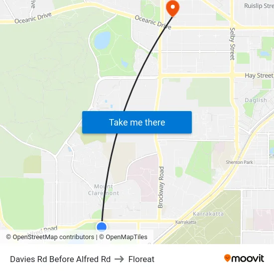Davies Rd Before Alfred Rd to Floreat map