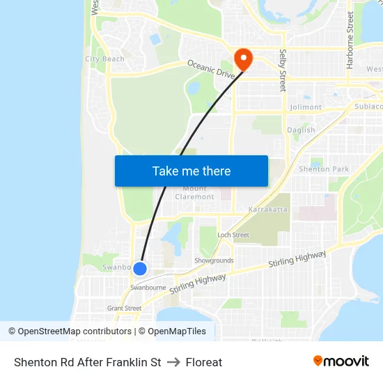 Shenton Rd After Franklin St to Floreat map