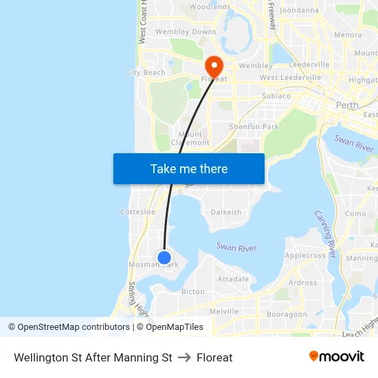 Wellington St After Manning St to Floreat map