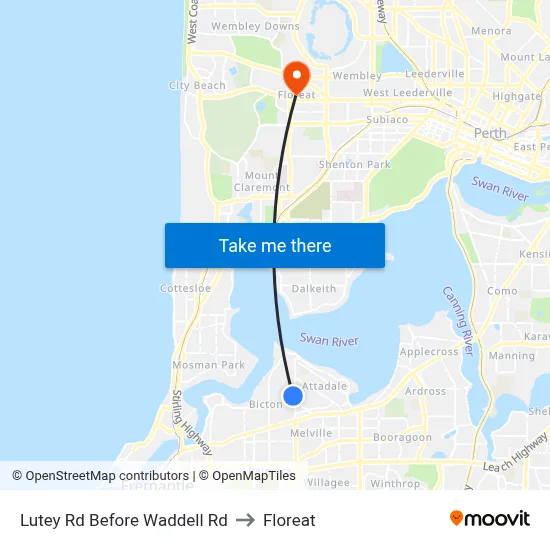 Lutey Rd Before Waddell Rd to Floreat map