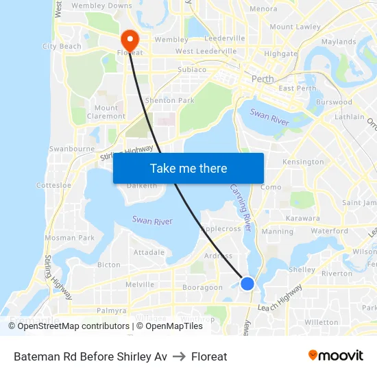 Bateman Rd Before Shirley Av to Floreat map
