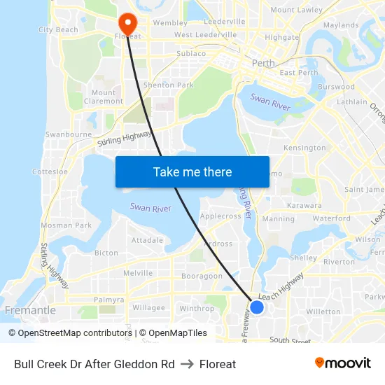 Bull Creek Dr After Gleddon Rd to Floreat map
