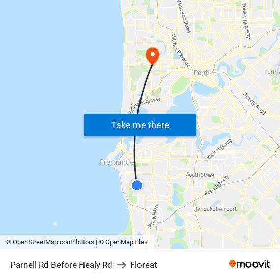 Parnell Rd Before Healy Rd to Floreat map