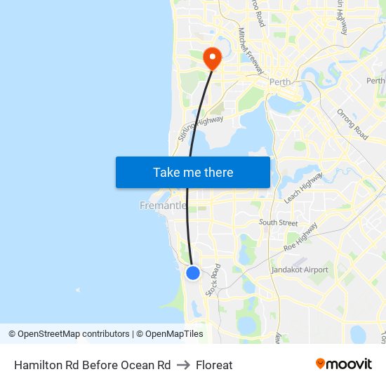 Hamilton Rd Before Ocean Rd to Floreat map