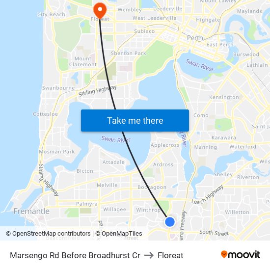 Marsengo Rd Before Broadhurst Cr to Floreat map