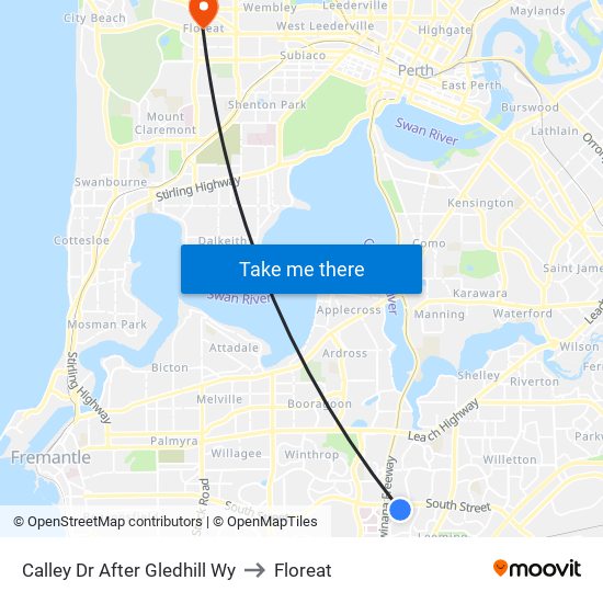 Calley Dr After Gledhill Wy to Floreat map