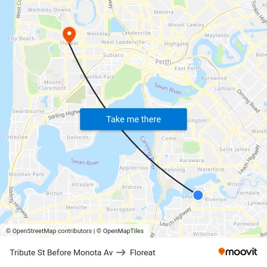Tribute St Before Monota Av to Floreat map