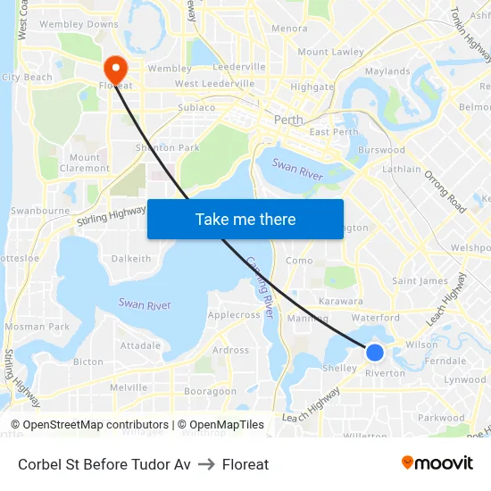 Corbel St Before Tudor Av to Floreat map