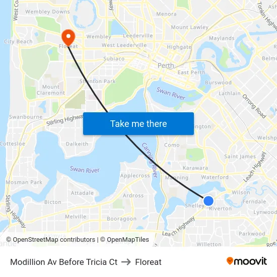 Modillion Av Before Tricia Ct to Floreat map