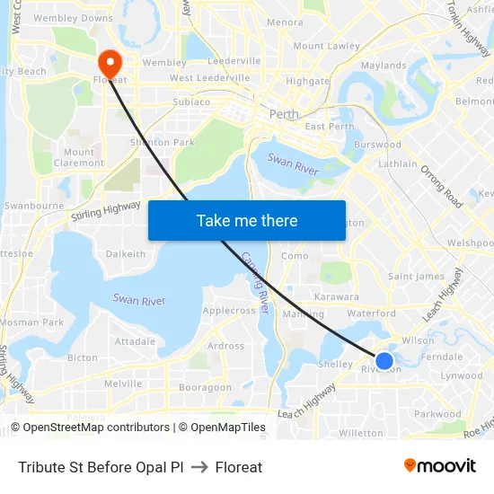 Tribute St Before Opal Pl to Floreat map