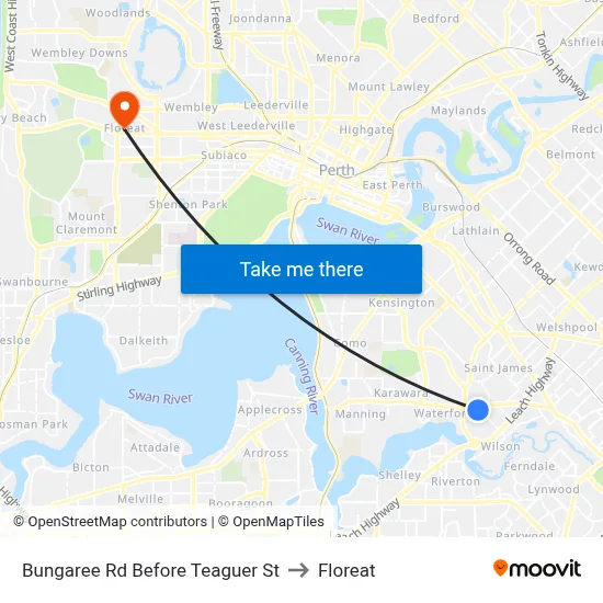 Bungaree Rd Before Teaguer St to Floreat map