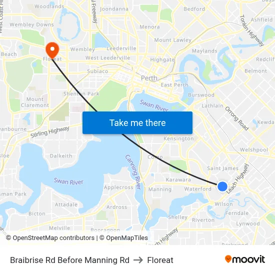 Braibrise Rd Before Manning Rd to Floreat map