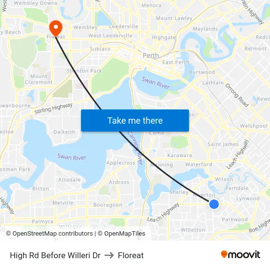 High Rd Before Willeri Dr to Floreat map