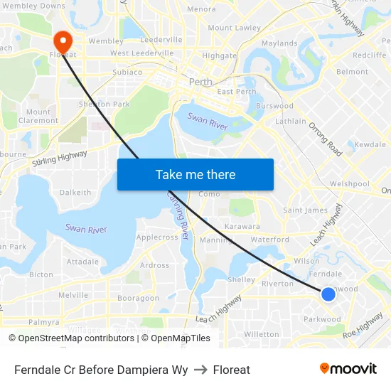 Ferndale Cr Before Dampiera Wy to Floreat map