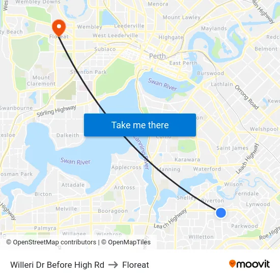 Willeri Dr Before High Rd to Floreat map