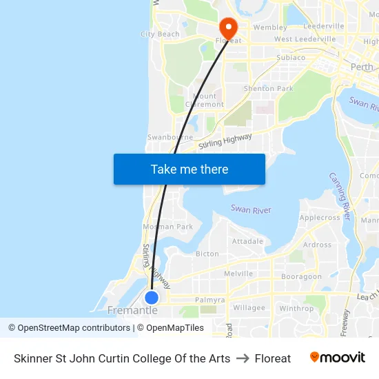 Skinner St John Curtin College Of the Arts to Floreat map