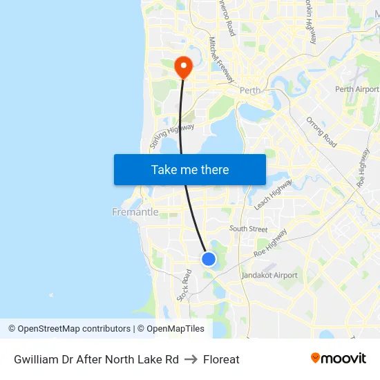 Gwilliam Dr After North Lake Rd to Floreat map