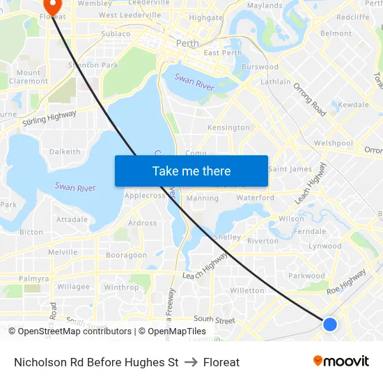 Nicholson Rd Before Hughes St to Floreat map