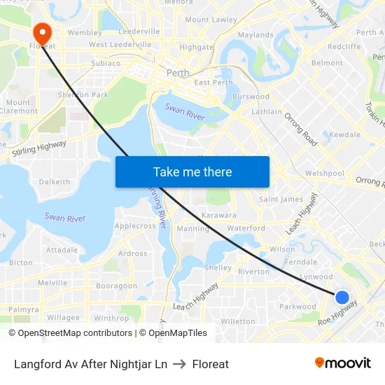 Langford Av After Nightjar Ln to Floreat map