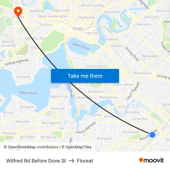 Wilfred Rd Before Dove St to Floreat map