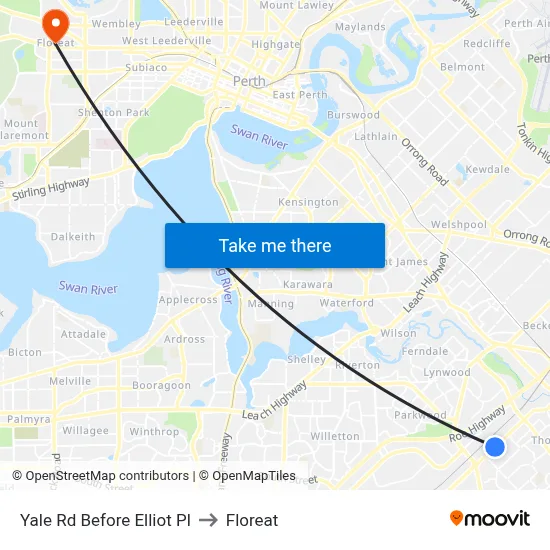 Yale Rd Before Elliot Pl to Floreat map