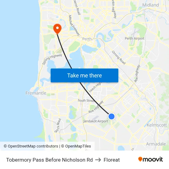 Tobermory Pass Before Nicholson Rd to Floreat map