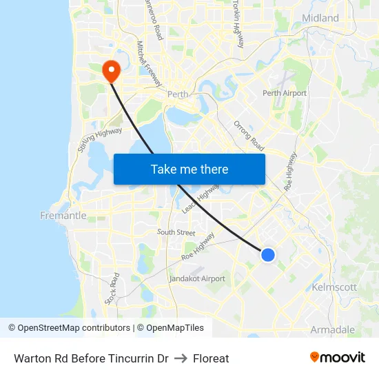 Warton Rd Before Tincurrin Dr to Floreat map