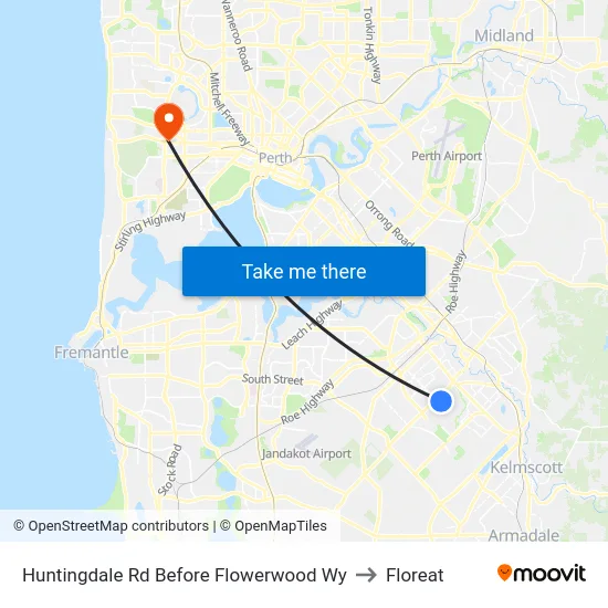 Huntingdale Rd Before Flowerwood Wy to Floreat map