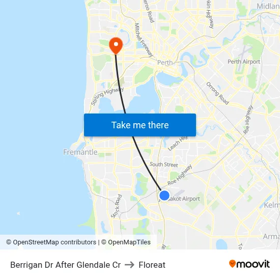 Berrigan Dr After Glendale Cr to Floreat map