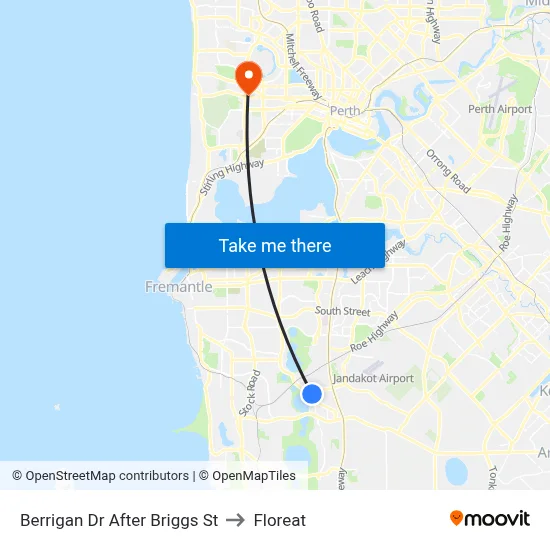 Berrigan Dr After Briggs St to Floreat map