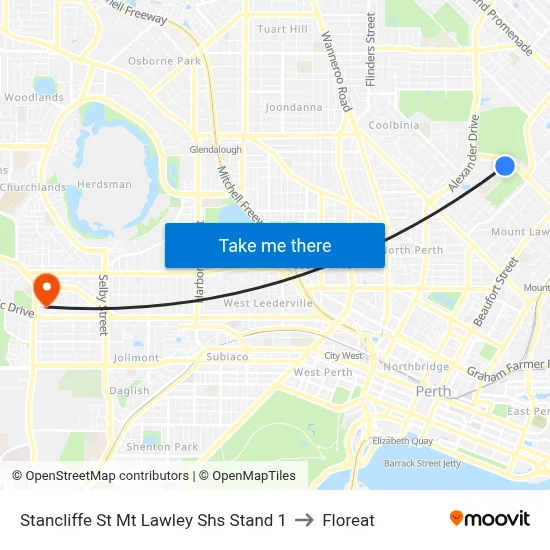 Stancliffe St Mt Lawley Shs Stand 1 to Floreat map