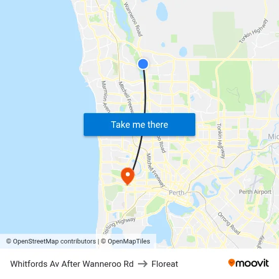 Whitfords Av After Wanneroo Rd to Floreat map