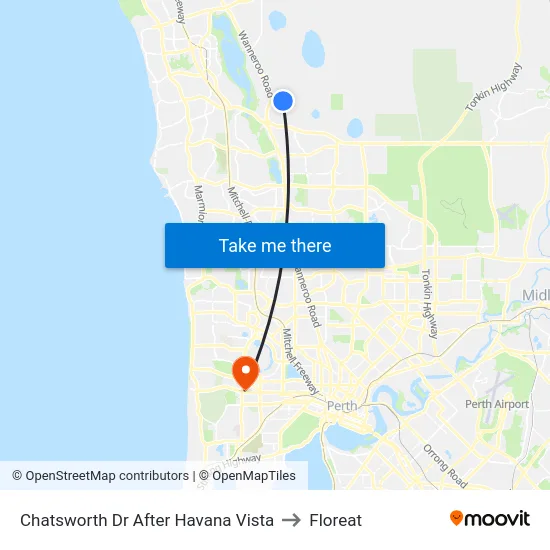Chatsworth Dr After Havana Vista to Floreat map