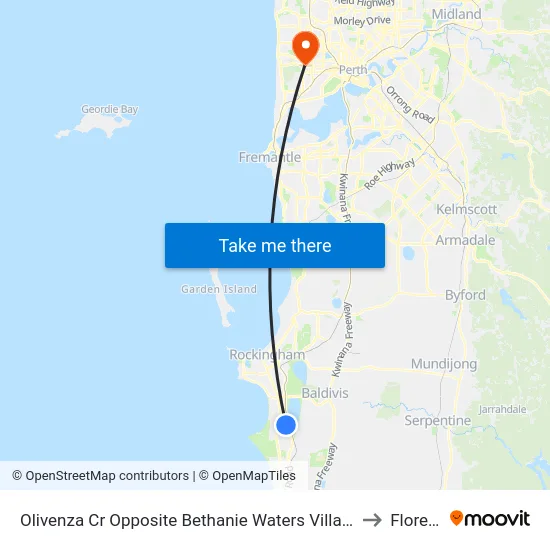 Olivenza Cr Opposite Bethanie Waters Village to Floreat map